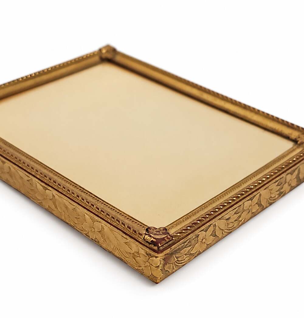 Vintage Gold Tone Picture Frame Floral Embossed Border Ornate